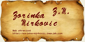 Zorinka Mirković vizit kartica